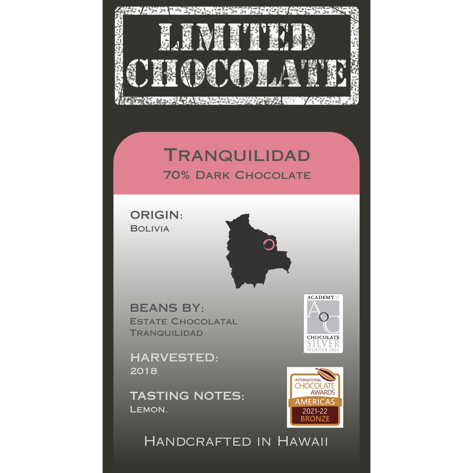 Bolivia Tranquilidad - 70% Dark Chocolate – Limited Chocolate