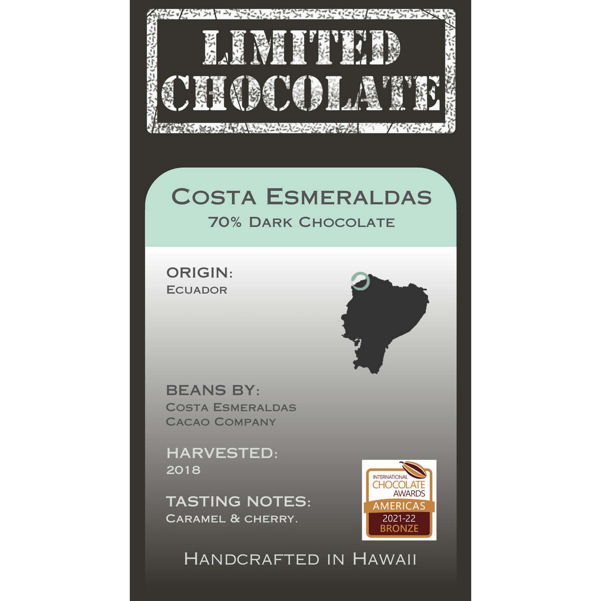 Ecuador Costa Esmeraldas - 70% Dark Chocolate – Limited Chocolate