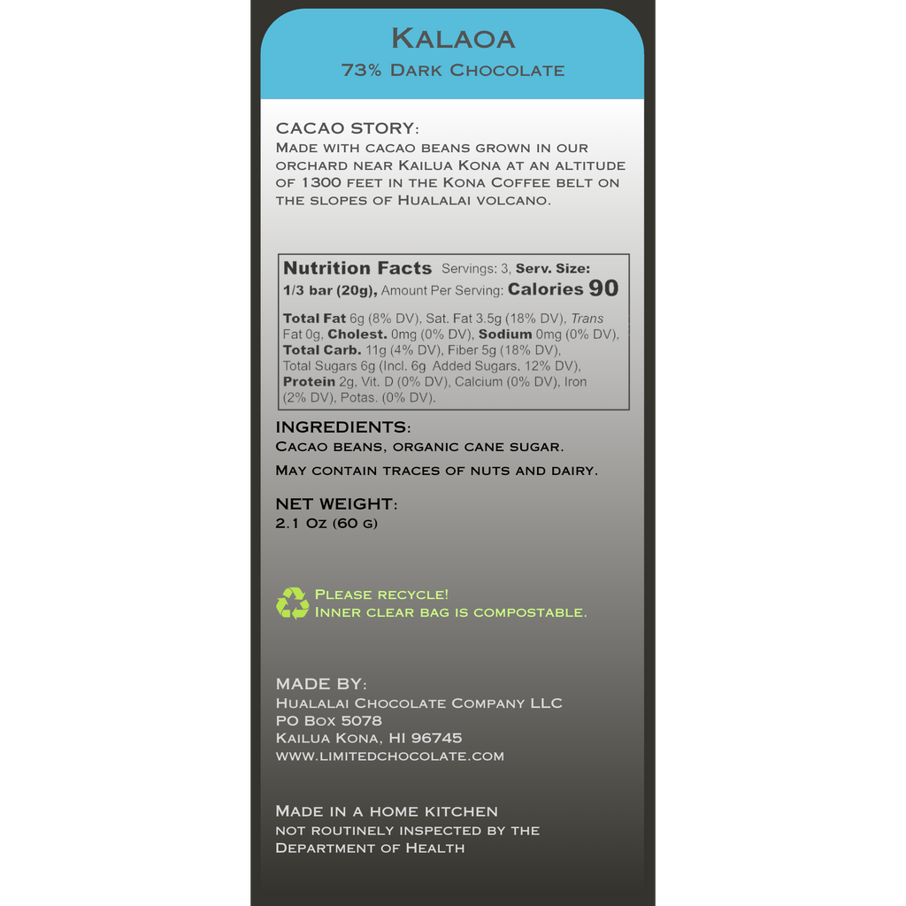 Hawaii Kalaoa - 73% Dark Chocolate
