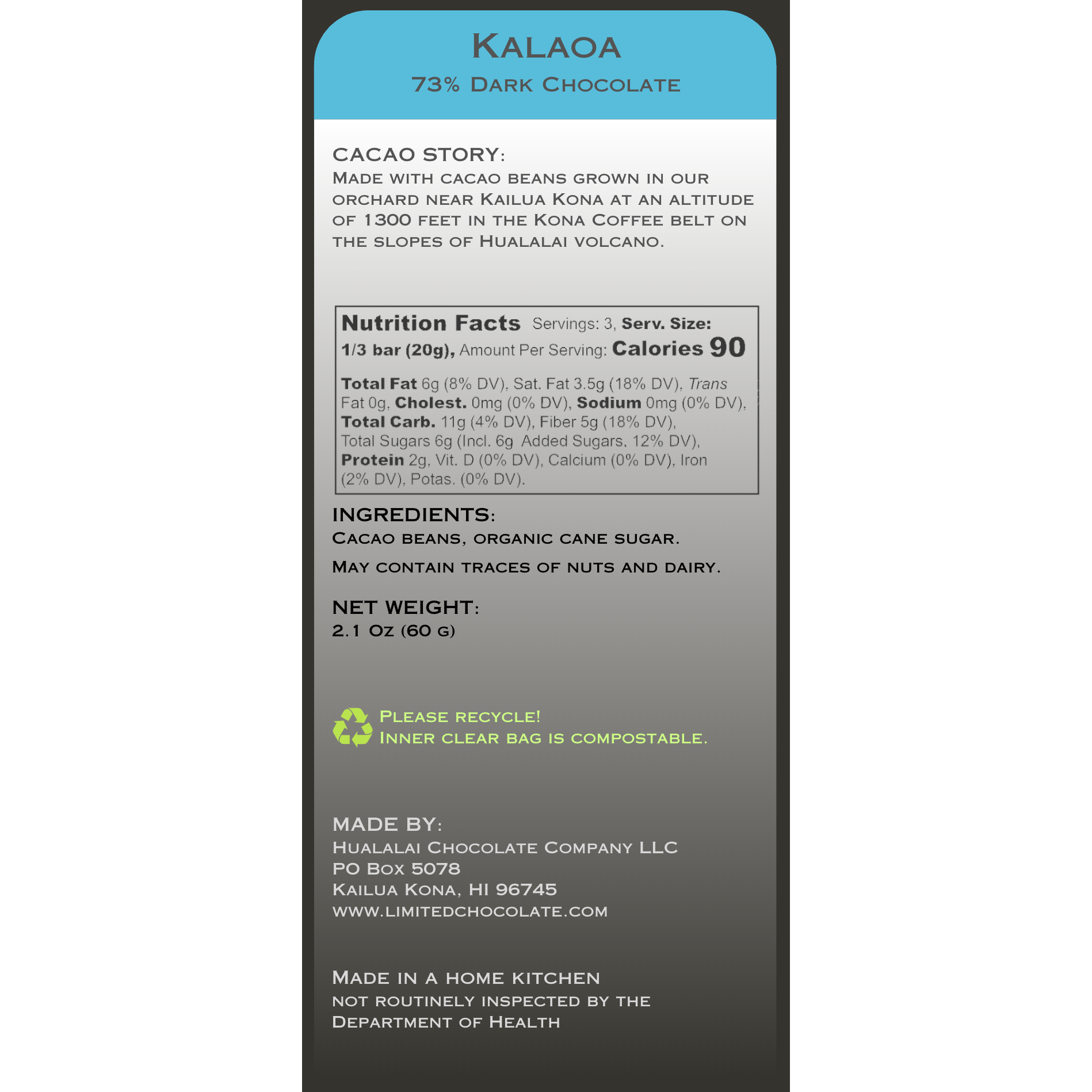 Hawaii Kalaoa - 73% Dark Chocolate