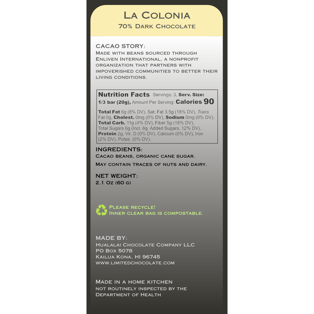 Nicaragua La Colonia - 70% Dark Chocolate