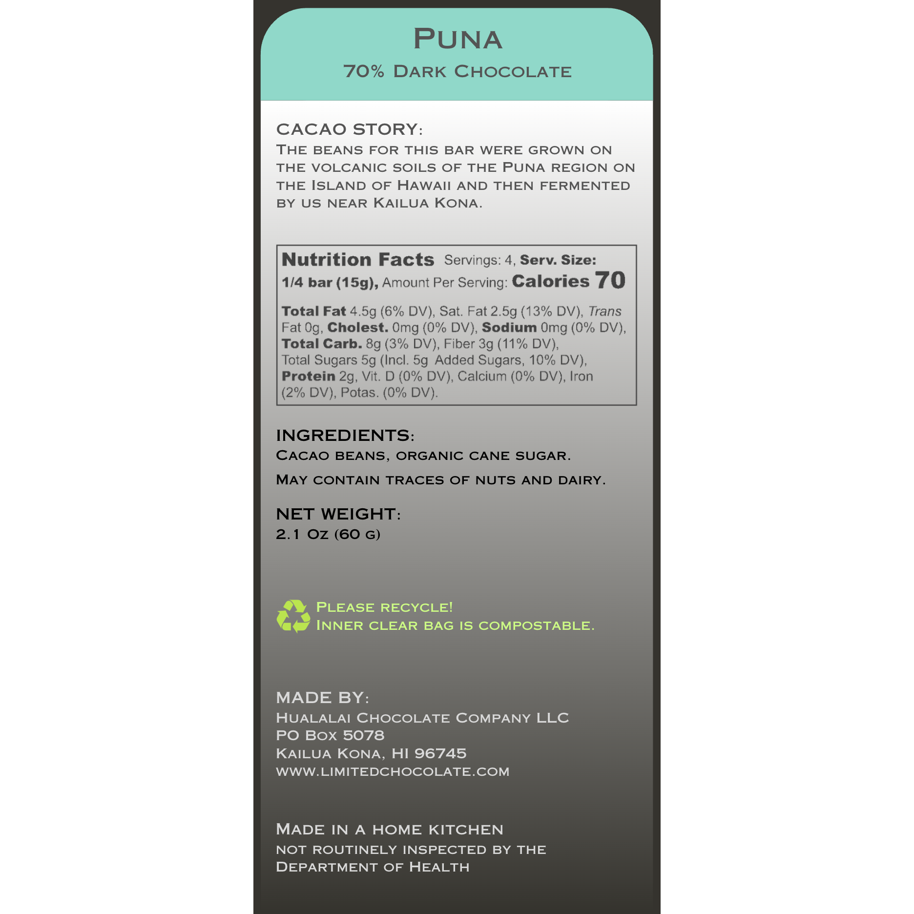 Hawaii Puna - 70% Dark Chocolate