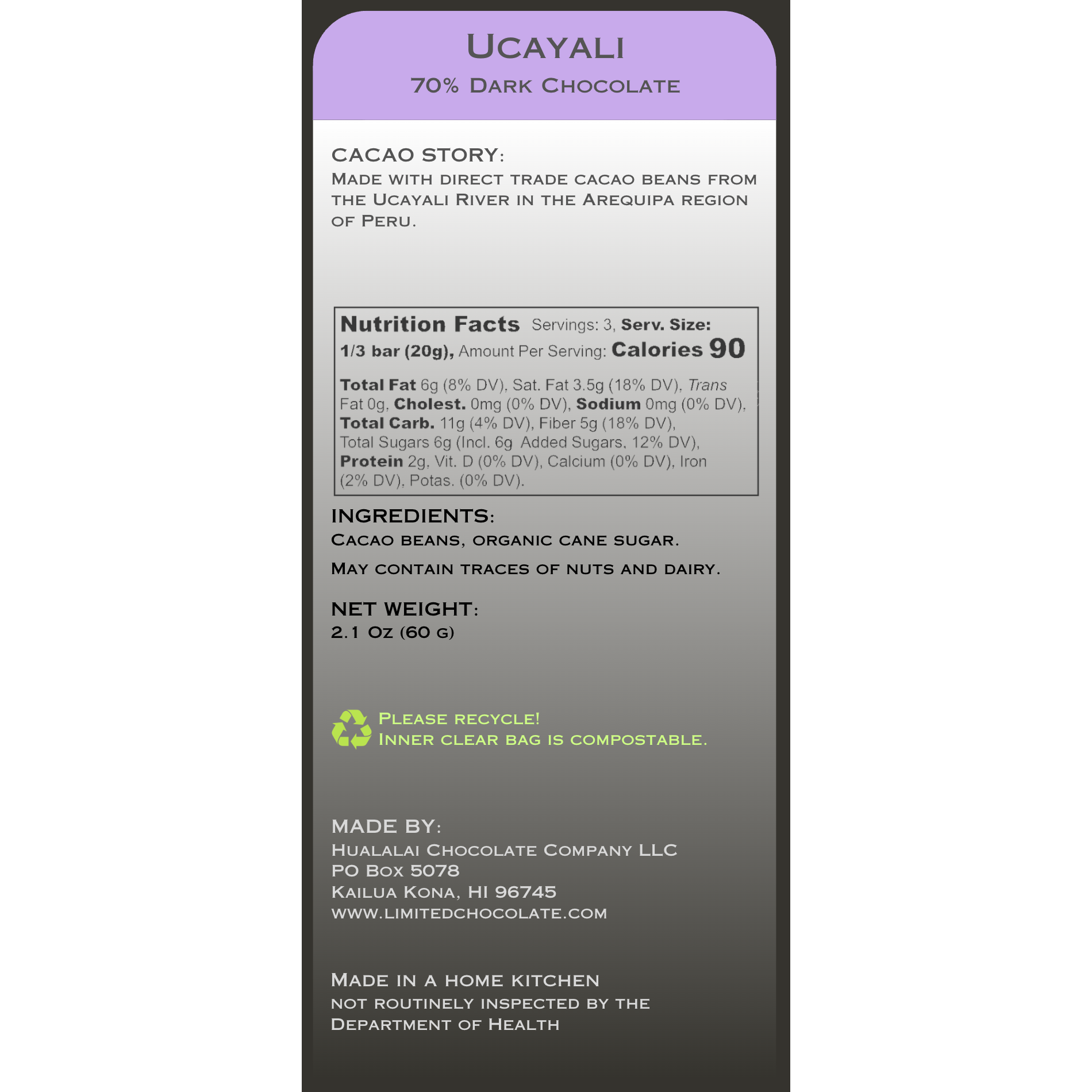 Peru Ucayali - 70% Dark Chocolate